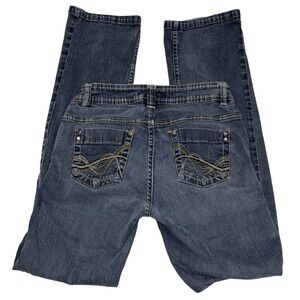 ROADRUNNER Y2K women's skinny-straight leg jeans + embroidered pockets, size 6.